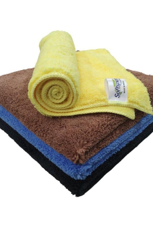 softspun-microfiber-high-loop-cleaning-cloths-40x40-cms-4-pcs-towel-set-380-gsm-multi-color-thick-lint-streak-free-multipurpose-cloths