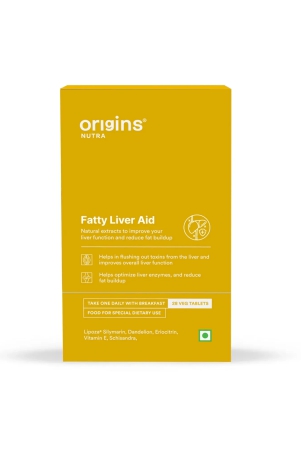 Origins Nutra Fatty Liver Aid |Support Healthy Liver and Detox | Lipoza Silymarin, Dandelion Extract, MAXSHIELD | GMP Certified | For Men & Women | 56 Veg Capsules