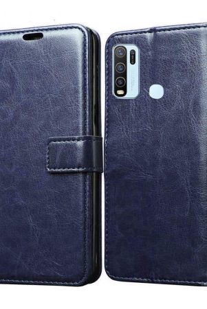 vivo-y30-flip-cover-by-nbox-blue-viewing-stand-and-pocket-blue