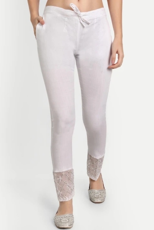 Women White Cigarette Trouser