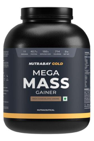 nutrabay-gold-mega-mass-gainer-powder-2kg-rich-chocolate-creme-100-veg-407g-protein-122g-carbs-714-calories-muscle-building-weight-gainer-supplement-for-men-women