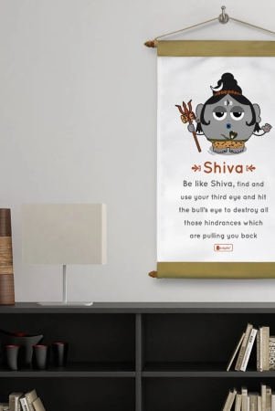 Indigifts Diwali Gift Wall Decor - Be Like Shiva Printed Grey Scroll Card 17x9.5 Inches - Diwali Decorations Items, Religious Gift Items, Housewarming Gift, Shiva Posters With Frame