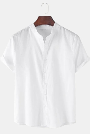 white-color-mens-casual-wear-cotton-blend-plain-shirt-m-42-white