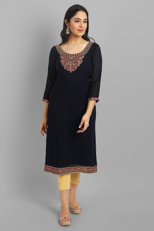 jash-creation-black-georgette-womens-straight-kurti-pack-of-1-none