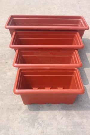 Set of 4 - 17, 20, 24 & 31 Inch Red Rectangular Window Plastic Planter