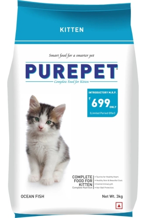 Purepet Ocean Fish Dry Young Cat Food, 3 Kg