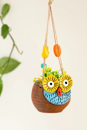 night-owl-hanging-planter-pot-in-terracotta-56-inch-handmade-hand-painted-brown