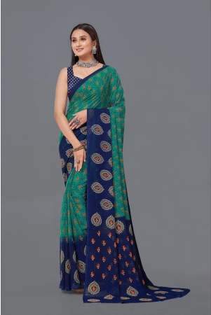 LEELAVATI - Navy Blue Georgette Saree With Blouse Piece ( Pack of 1 ) - Navy Blue