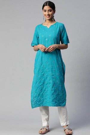 svarchi-turquoise-cotton-womens-straight-kurti-pack-of-1-none