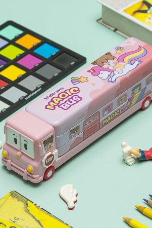 mannat-bus-shape-pencil-box-school-bus-metal-geometry-box-for-kids-magic-bus-with-moving-tyres-with-3-compartments-moving-tyres-sharpener-geometry-case-for-boys-girls-magic-bus