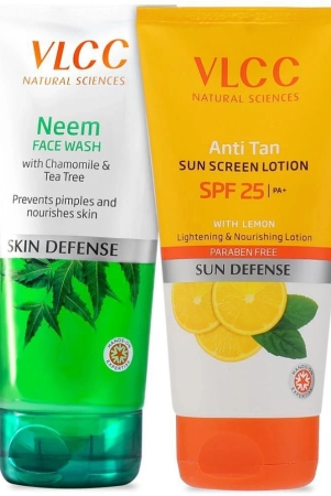 vlcc-combo-kit-neem-face-wash-anti-tan-sunscreen-spf-25-150-ml-pack-of-2