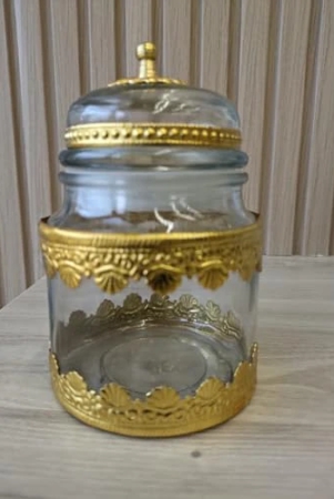 aarna-creations-designer-medium-glass-jar-with-metal-work-air-tight-glass-jars-with-antique-golden-work-glass-metal-container