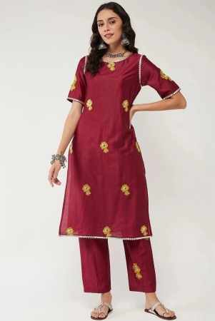 pannkh-viscose-embellished-straight-womens-kurti-maroon-pack-of-1-none