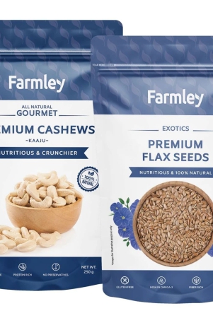 farmley-premium-cashews-250g-premium-flax-seeds-200g-combo-450g