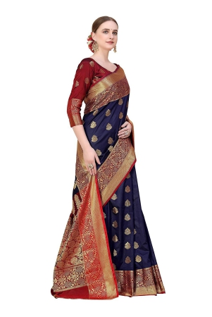 kanchipuram-silk-blend-saree-dark-blue