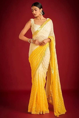 saree-yellow-white