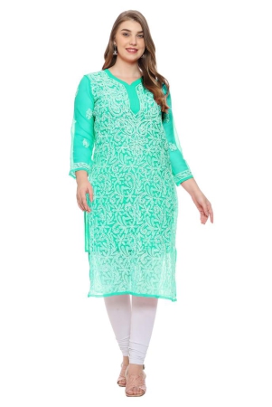 lavangi-women-lucknow-chikankari-sea-green-georgette-kurti-with-matching-cotton-inner