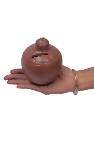 Mii Art mitti ka gullak,Money Bank,Clay gullak Money Box,Piggy Bank,Coin Box for Kids(Color-Brown)(Material-Soil)Pack of 1 Pieces.