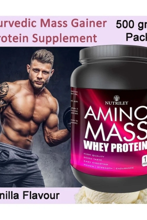 Nutriley Amino mass Whey Protein ( 500 gm , Vanilla - Flavour )