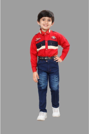 dkgf-fashion-red-cotton-blend-boys-shirt-jeans-pack-of-1-none