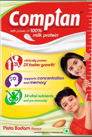 Complan Nutrition & Health Drink - Improves Concentration & Memory, Pista Badam Flavour, 500 G Carton