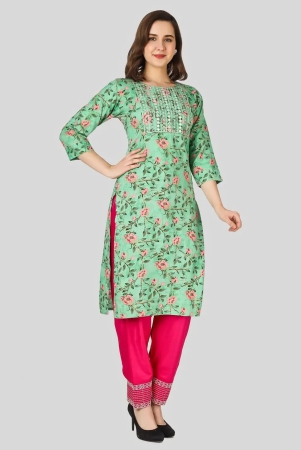 glamorous-floral-embroidered-seafoam-green-color-thread-work-straight-shape-round-neck-three-quarter-regular-sleeves-kurta-with-plazo-for-women-small