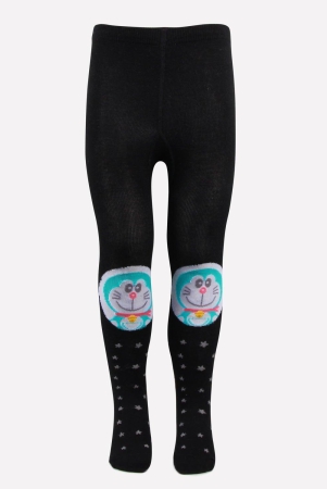 Doraemon Printed Knitted Tights For Baby Girls & Baby Boys - Black Black 0-1 Years