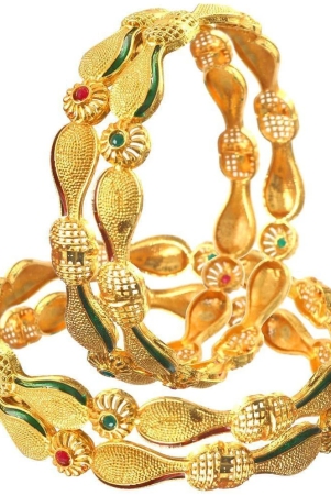 Jewar Mandi - Gold Bangle Set ( Pack of 1 ) - None