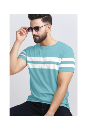 AUSK Cotton Blend Regular Fit Striped Half Sleeves Mens T-Shirt - Light Blue ( Pack of 1 ) - None