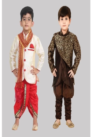 Coxxup Multicolor Silk Blend Boys Sherwani ( Pack of 2 ) - None