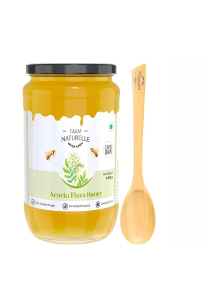 farm-naturelle-acacia-flower-wild-forest-honey-1450gm-and-a-wooden-spoon-100-pure-honey-raw-natural-un-processed-un-heated-honey-lab-tested-in-glass-bottle