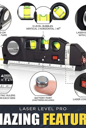 techtest-level-laser-plastic-horizon-vertical-measure-tape-aligner-bubbles-ruler-multifunction-leveler-tool-black