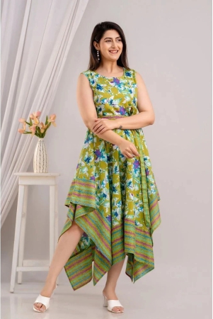 frionkandy-cotton-printed-ankle-length-womens-asymmetric-dress-green-pack-of-1-none