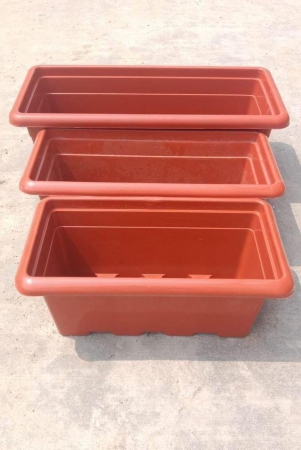 Set of 3 - 17, 20 & 24 Inch Red Rectangular Window Plastic Planter