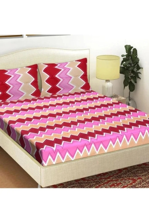 frionkandy-cotton-vertical-striped-printed-queen-bedsheet-with-2-pillow-covers-pink-pink