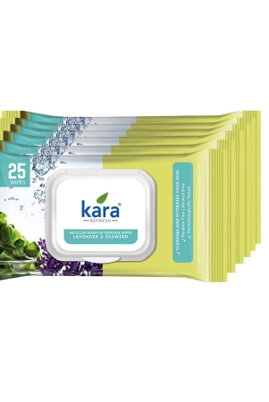 Kara Lavender & Seaweed Makeup Removal Wipes Pack of 6   (25 Pulls)