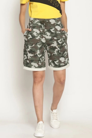 Wolfpack Women Camo Printed Shorts-L
