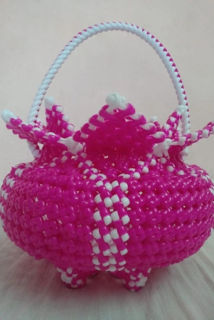 handcrafted-pink-and-white-beaded-basket-with-handle