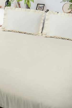 solid-colour-100-cotton-270-tc-king-bedsheet-with-2-frill-pillow-covers-beige