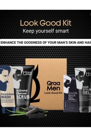 qraa-men-look-good-kit-330-g-pack-of-face-wash-styling-gel-scrub-oil-for-beard-premium-gift-box-for-men