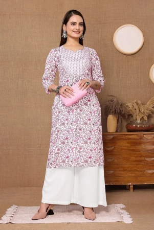 Rangita Women Rayon Pink Embroidered Knee Length Straight Kurti - None