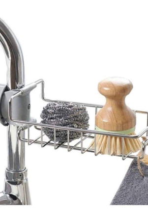 geeo-kitchen-sink-faucet-sponge-holder-caddy-organizer-over-stainless-steel-heavy-duty-thickening-hanging-drain-rack-for-scrubbers-sop-bathroom-detachable-no-suction-cup-bathroom-sop-hol