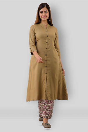 mauka-khaki-rayon-womens-front-slit-kurti-pack-of-1-s