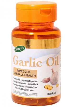 Shreys Garlic Oil for Digestion – 100 Capsules (Improves Overall Health) 100 no.s Unflavoured Minerals Softgel