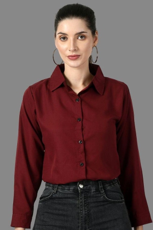 dkgf-fashion-maroon-crepe-womens-shirt-style-top-pack-of-1-none