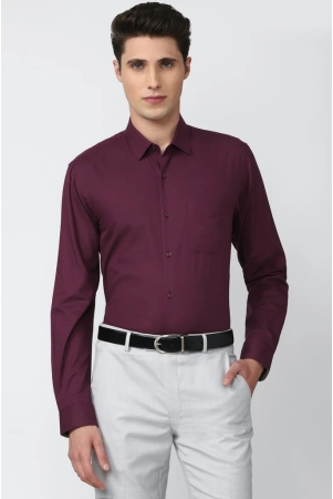 Men Purple Regular Fit Formal Full Sleeves Formal Shirt