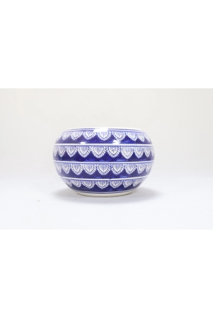 khurja-pottery-outdoor-pot-apple-shape-navy-blue-colour-large-size-6-inches