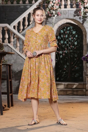 stylum-cotton-printed-midi-womens-fit-flare-dress-mustard-pack-of-1-none