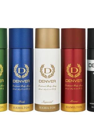 Denver Hamilton, Pride, Imperial, Honour and Black Code Combo Deodorant Spray - For Men  (1000 ml, Pack of 5)