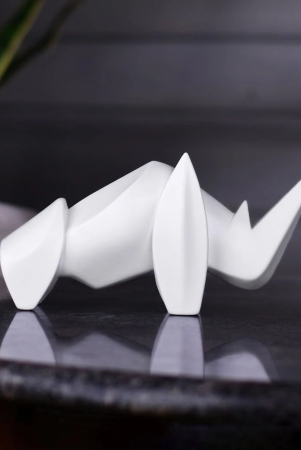 Artarium Resin Abstract Art Rhino Figurine Showpiece | Decorative Items - Home Decor | Showpiece for Tableware, Showpiece for Office and Gifting (1 Piece) (White)